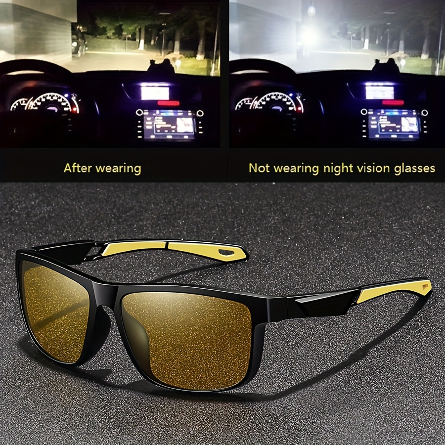 Gafas cuadradas amarillas de visión nocturna antideslumbrantes para hombres y mujeres, gafas de sol para conducir, pescar, playa, protección UV, gafas de policarbonato