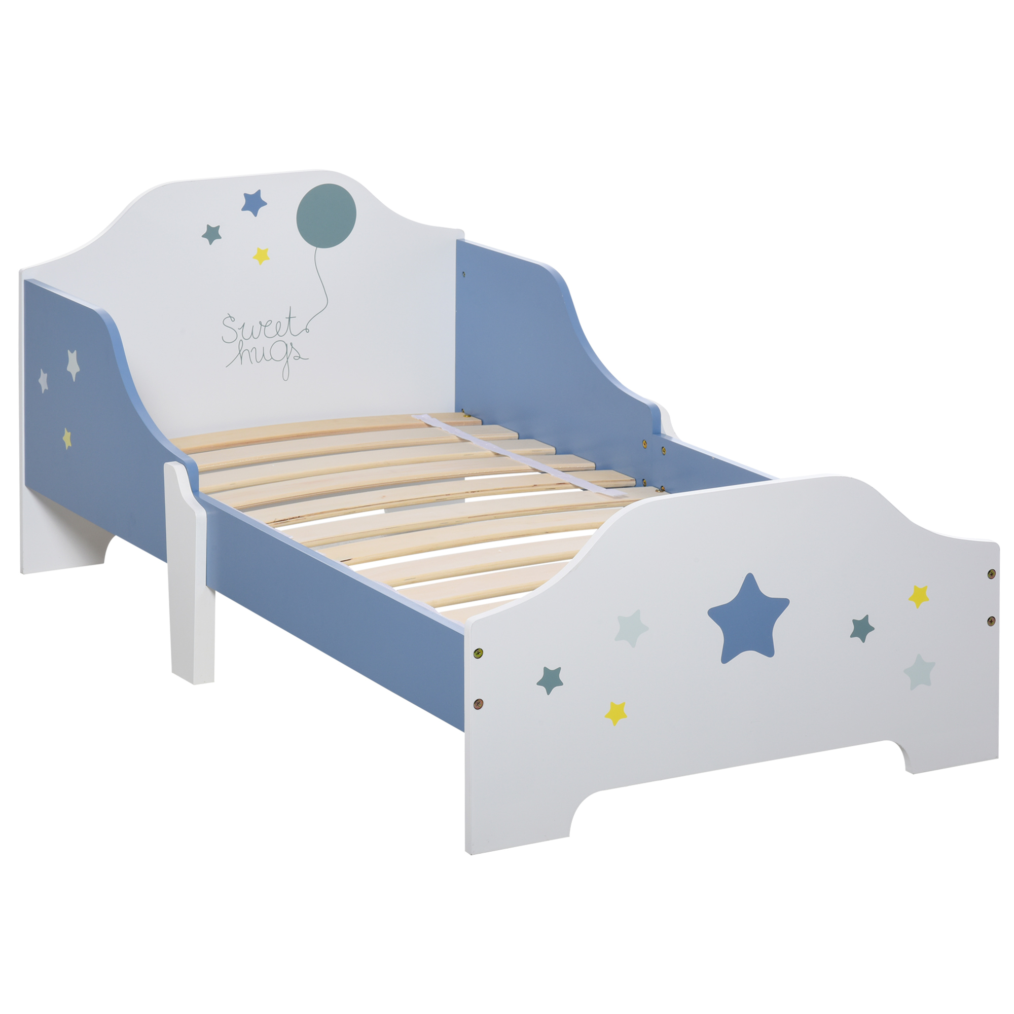 Homcom-Bett für Kinder +3 Jahre, 143 x 74 x 59 cm, mit blauem Sterndruck