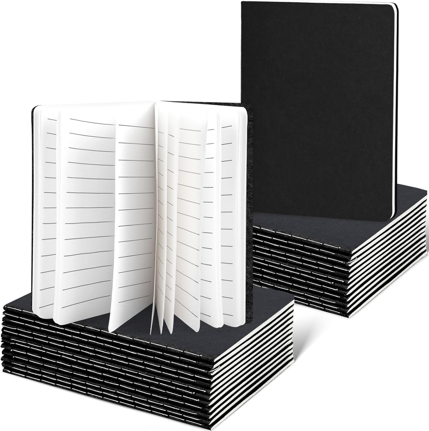 24 Stuks Kraft Notebooks, 3,5X5In Kleine Zak Notitieboekjes Met Gevoerde Pagina 'S Mini Notebook Zwart Voor Schoolkantoor Thuis Reiscadeaus