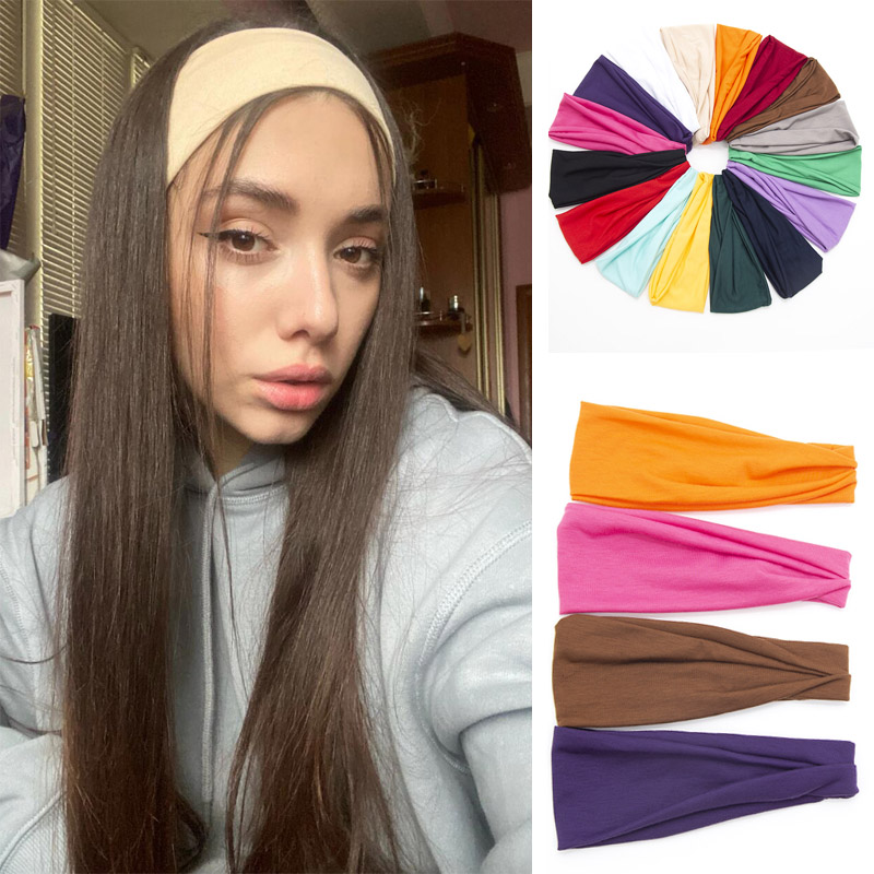 Nuevas bandas elásticas para el cabello de Color sólido para mujer, diadema de Yoga, turbante de moda, aro para el cabello para maquillaje, diadema anudada vintage, accesorios para el cabello