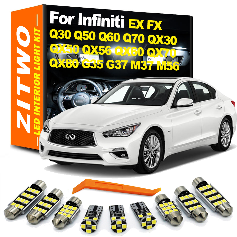ZITWO LEDภายในชุดสําหรับInfiniti Q30 Q50 Q60 Q70 QX30 QX50 QX56 QX60 QX70 QX80 FX35 FX37 EX35 EX37 G35 G37 M35 M37 M56