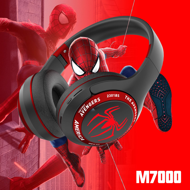 New Spider Man High Quality Headworn Extra Long standby Bluetooth Headphones Foldable Support FM Children's Headphones