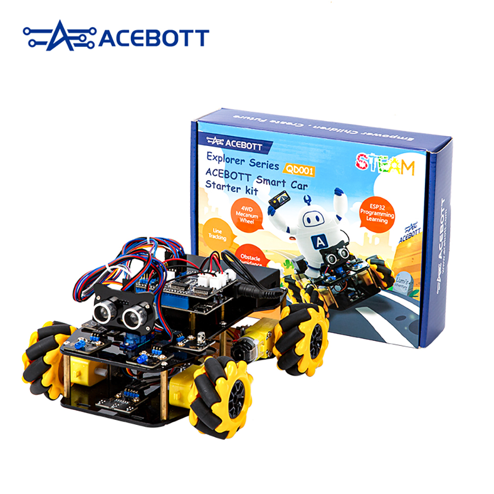 ACEBOTT ESP32 4WD Mecanum Wiel Camera IoT WiFi STEM STEAM Programmeerbare Slimme Robot Auto Kit voor Schoolproject Arduino UNO R3