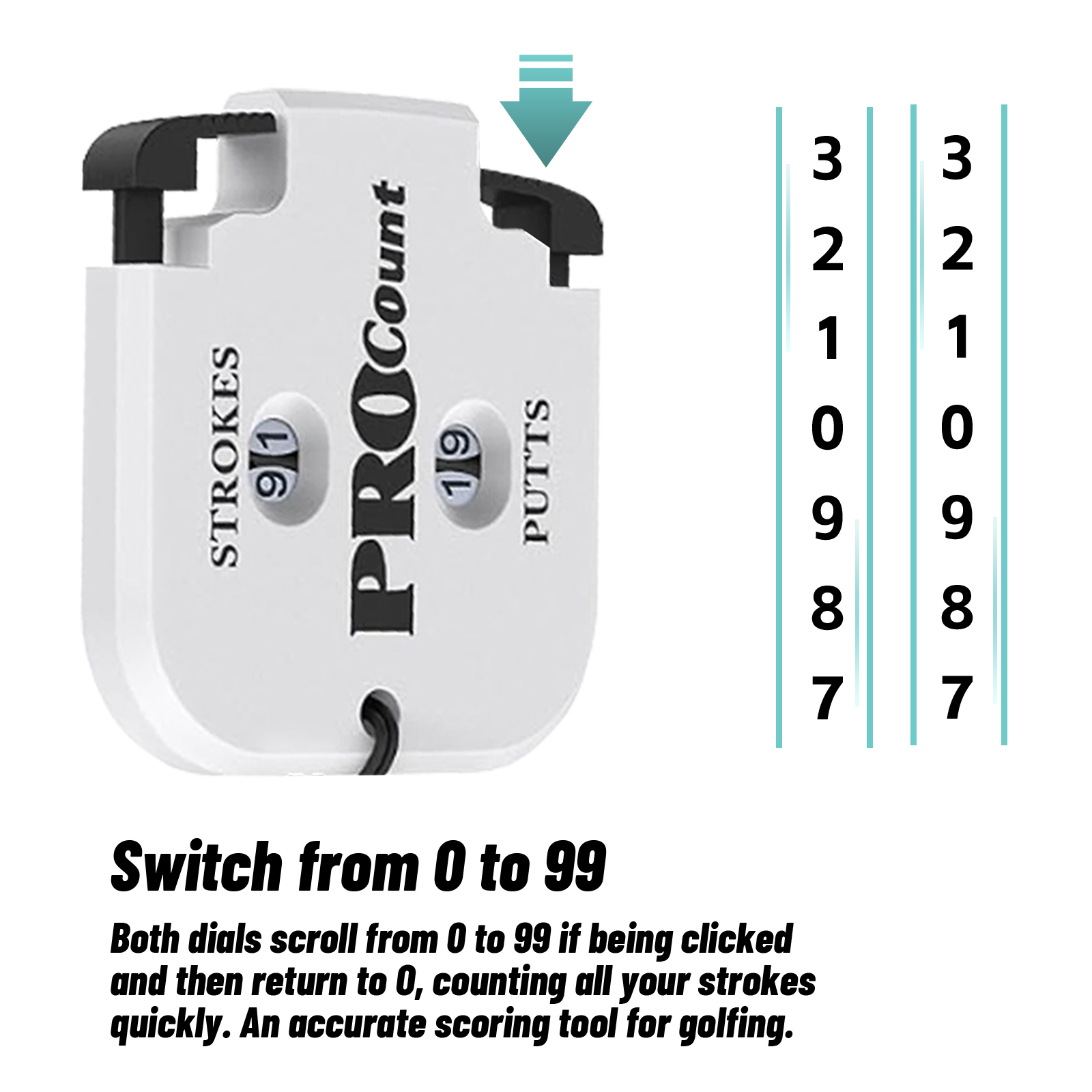 4-Color Golf Mini Score Counter – Portable Two-Digit Scorekeeper with Quick Zero Return, Keychain Golf Accessory