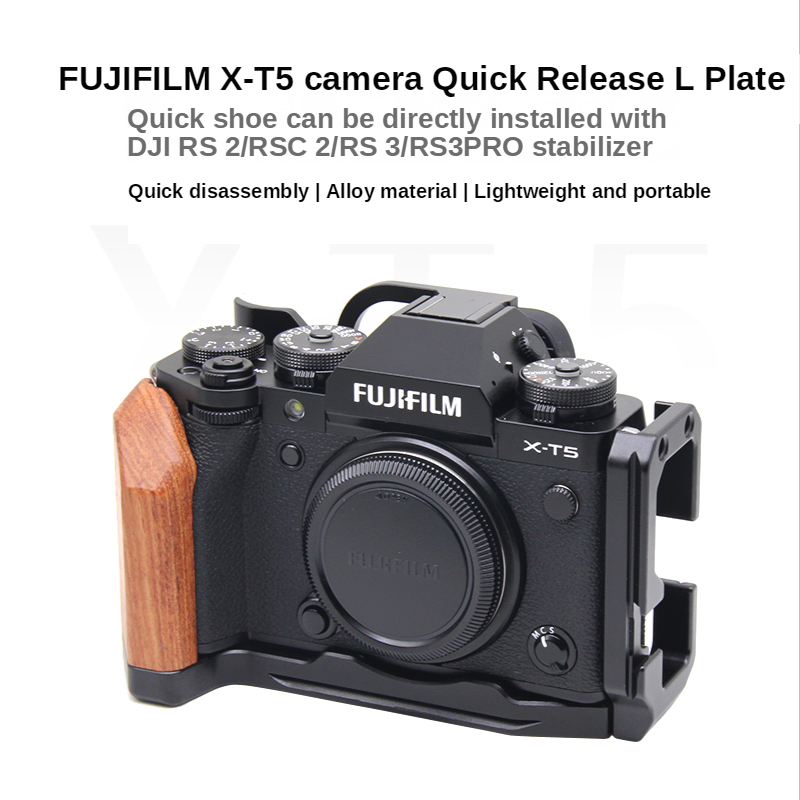 Support de plaque en L à dégagement rapide pour Fujifilm XT5, poignée pour appareil photo FUJI XT5, pour tête de trépied Arca Swiss