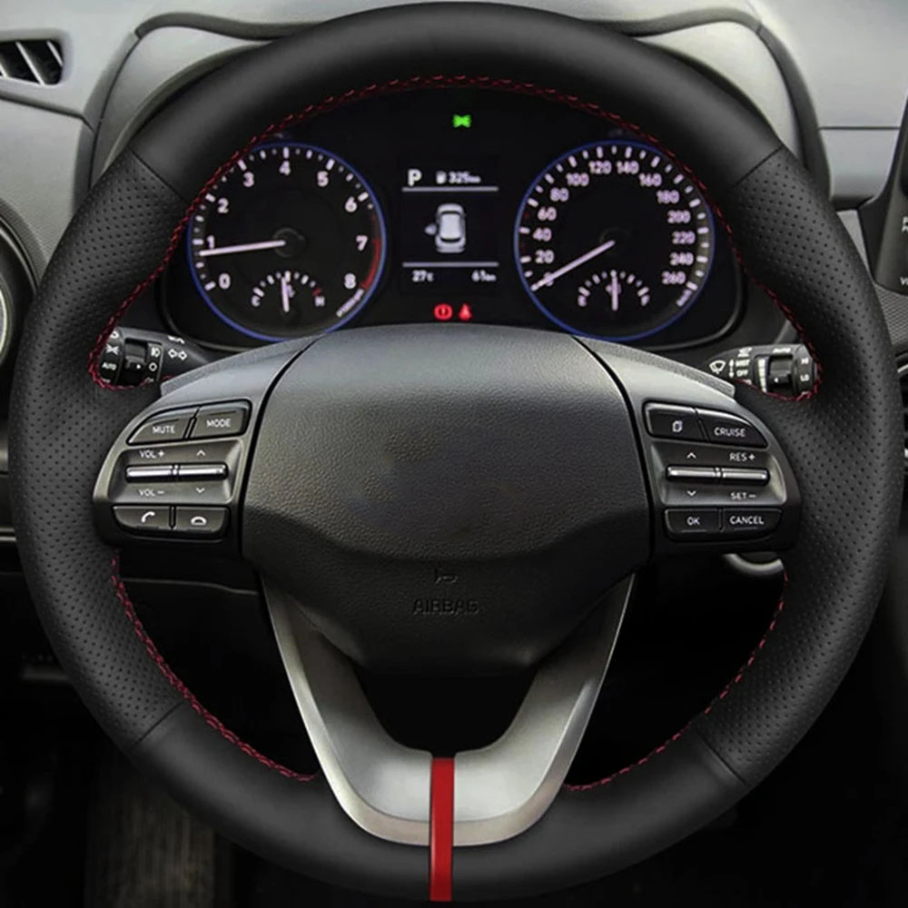 Diy Black Faux Leather Auto Accessoires Stuurhoes Voor Hyundai Veloster 2019-2020 I30 2017 2018-2020 elantra 2019-2020