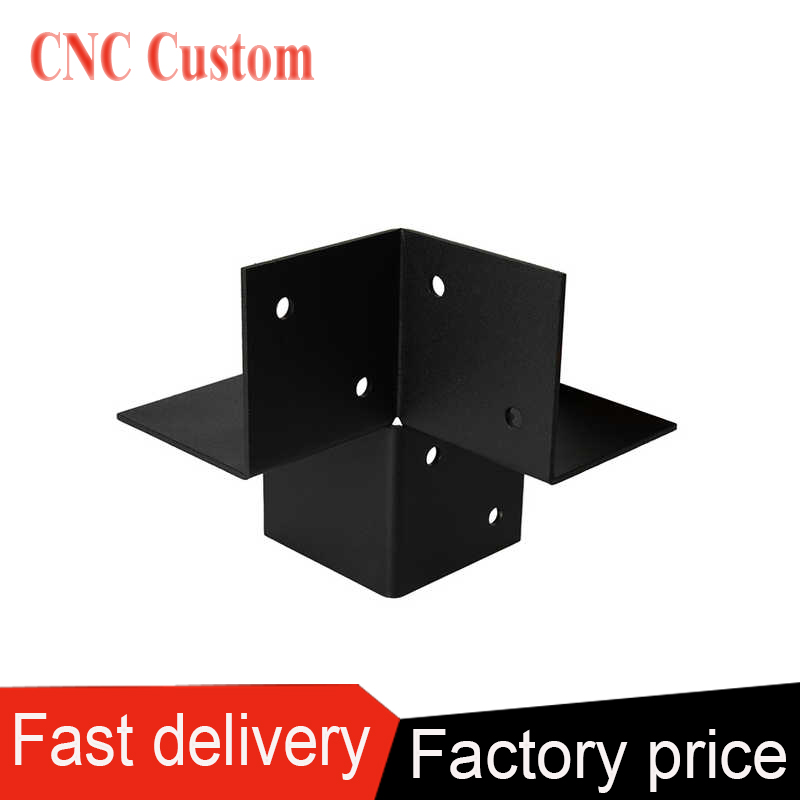 Servicio personalizado CNC Personalización OEM Alta calidad Decorativa 4x4 6x6 Soporte de viga de poste negro Conexión de acero metálico