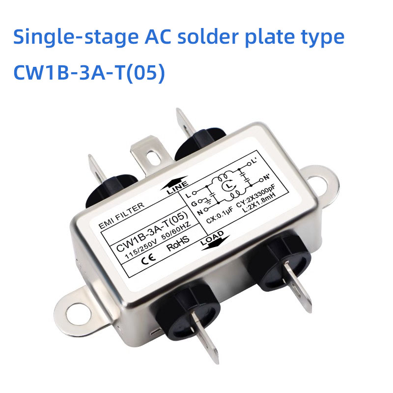 Power Supply Filter Single-Phase AC EMI Filter CW1B-3/6/10A-T 250VAC Power Supply Purifier/Solder Sheet Type Power Filter