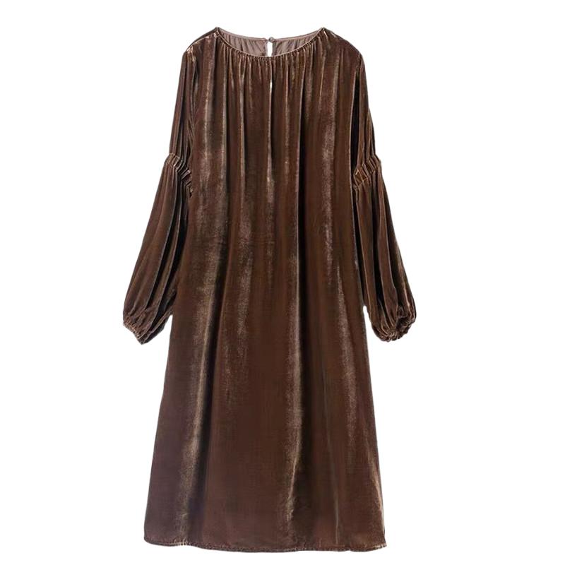 Sukienka plus size na jesień, z długim rękawem, vintage, aksamitna, imprezowa, moda koreańska, zimowa, elegancka, retro, streetwear, welurowa sukienka.