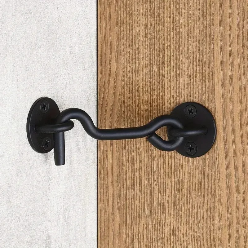 Stainless Steel Heavy Duty Privacy Hook and Eye Latch Lock with Screws Black Silver Barn Door Easy Locks Gate Latch Window Wind