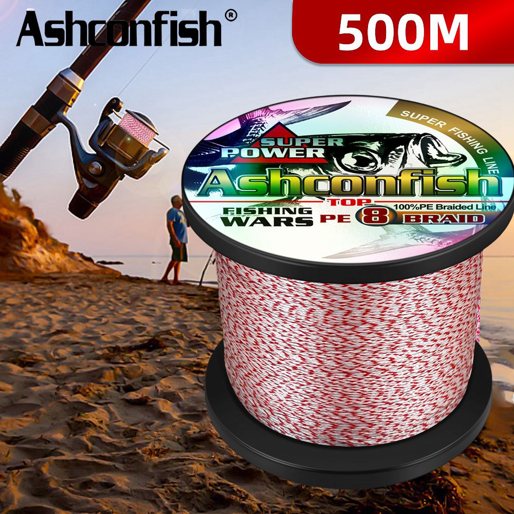 Ashconfish-Ligne de pêche tressée PE multifilamet, document mixte, fil PE, 8 brins, 500m, 6lb-300lb