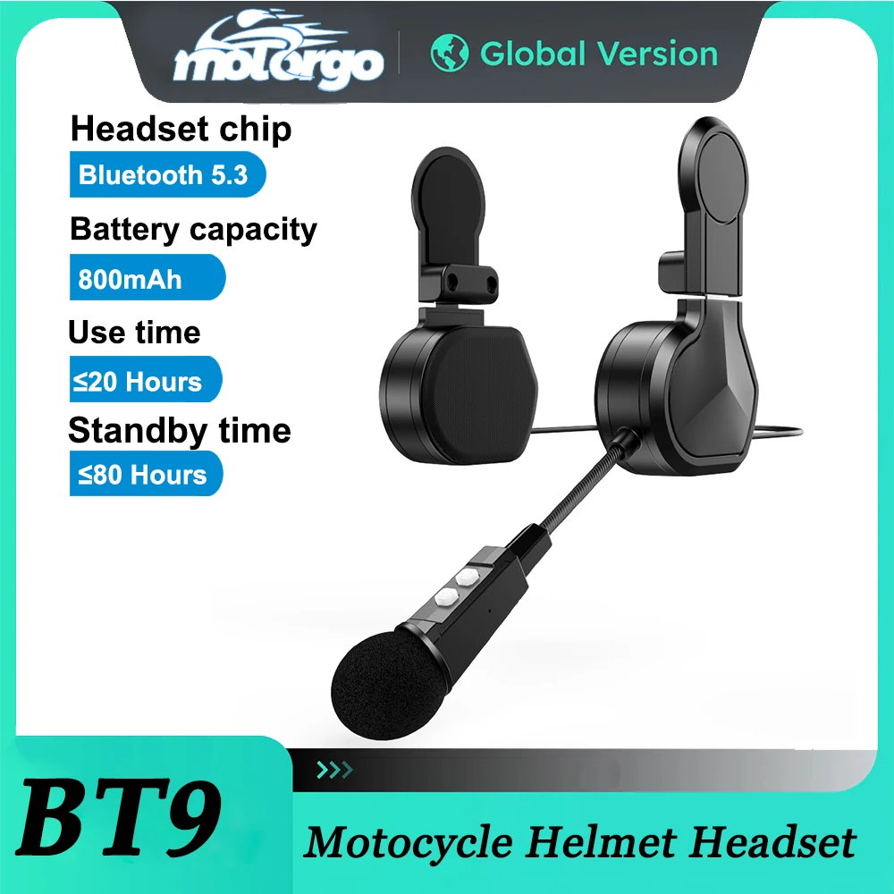 Fone de Ouvido Bluetooth para Motocicleta com Suporte de Clipe, Estéreo Sem Fio para Capacete, Reprodutor de Música, Fone de Ouvido Mãos Livres