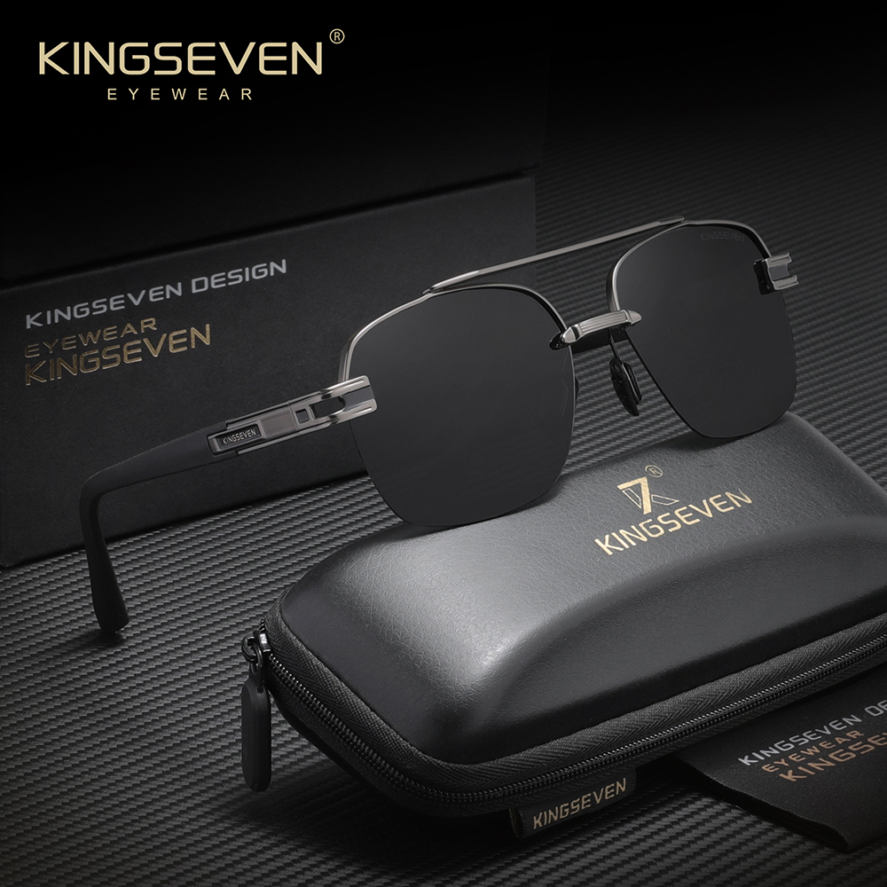 KINGSEVEN gafas de sol masculinas cuadradas de medio marco para hombres y mujeres gafas de conducción de alta calidad polarizadas UV400 gafas protectoras antideslumbrantes