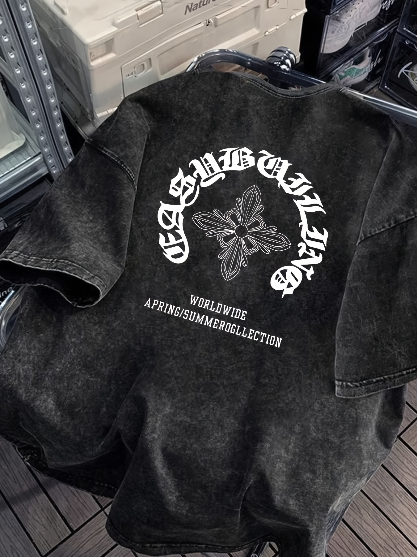 Aziatische maat Heren zomer 100% katoen gewassen zwart T-shirt Grappig patroonprint Comfortabel zacht ademend Geschikt voor dagelijks gebruik