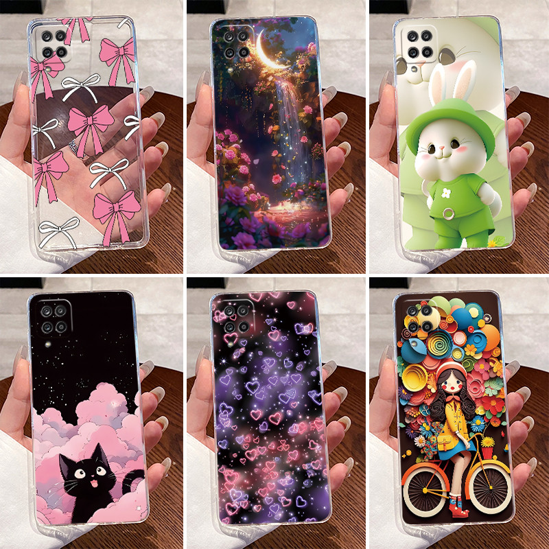 Für Samsung Galaxy A12 M12 F12 A42 5G Fall Niedlichen Kaninchen Lustige Katze Klare Weiche Silikon Funda Shell Für SamsungA12 EINE 42 Telefon Taschen