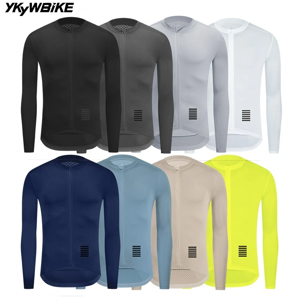 YKYW Long Sleeve велоспорт джерси мужчины классический Solid Color Pro Road Bike Race Jersey дышащая велосипедная рубашка мужской топ джерси