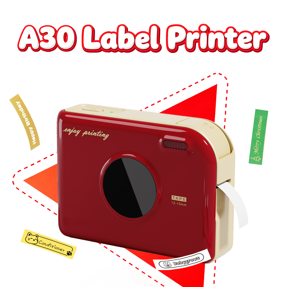 Imprimante d'étiquettes Phomemo A30, mini imprimante à ruban, imprimante sans fil Bluetooth, imprimante portable, idéale pour les étiquettes cadeaux et les étiquettes photo