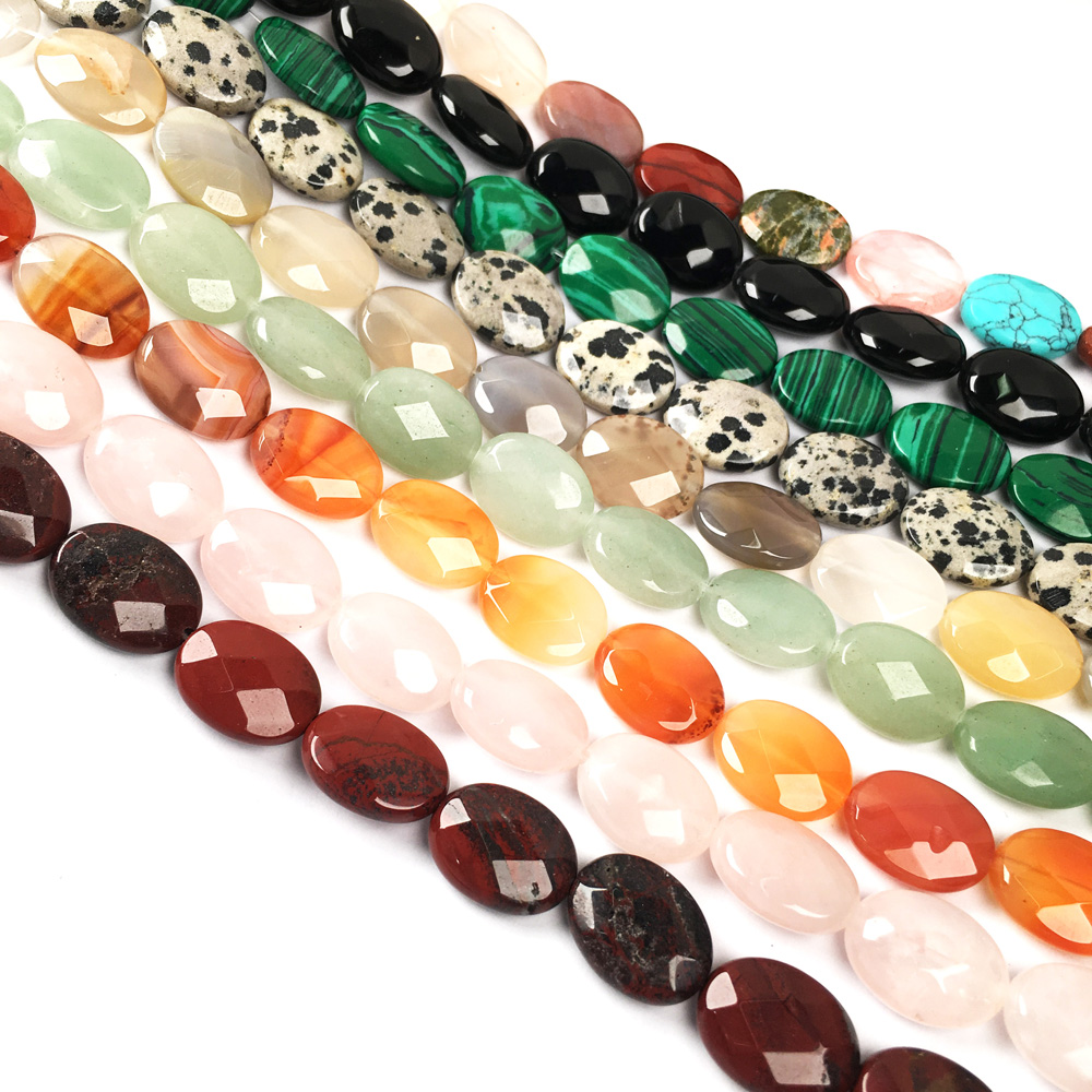 Perles en pierre naturelle à facettes de forme ovale, perles d'isolation en pierres précieuses en vrac pour la fabrication de bijoux, accessoires de Bracelet et de collier à faire soi-même