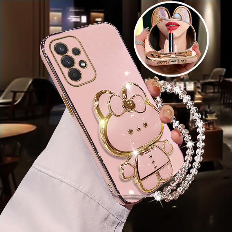 Funda con soporte para teléfono Samsung Galaxy A32 A22 A33 A51 A52 A52S A53 A71 A72 A73 4G 5G con correa de diamante