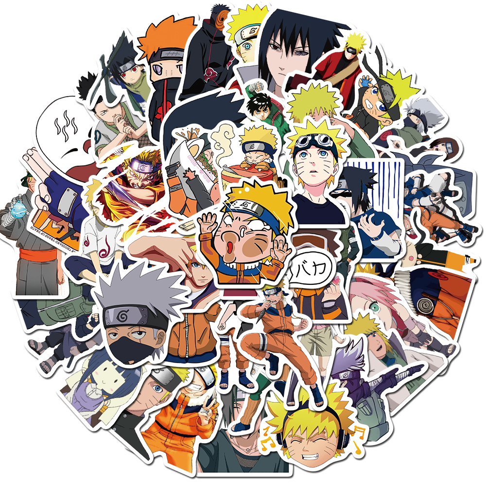 50 autocollants anime, dessins animés Uzumaki, pour ordinateur portable, téléphone, guitare, skateboard, livre, décoration, pack d'autocollants graffiti, cadeau, jouet