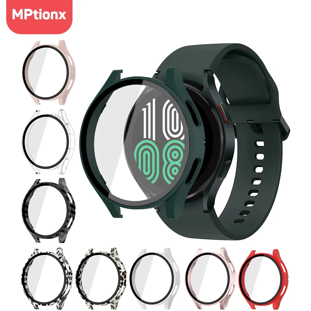 Стекло + матовый чехол для часов для Samsung Galaxy Watch 4, чехол 44 мм 40 мм, защитные бамперы для Galaxy Watch 5/4