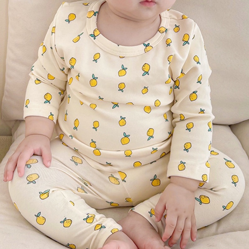 Algodão quente calças de cintura alta + manga longa o-pescoço conjuntos de roupa interior da criança ternos do bebê meninas meninos novo bonito 0-3 anos pijamas