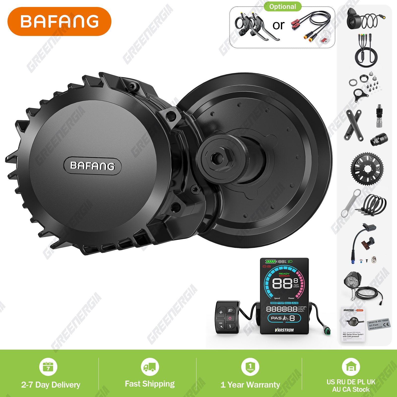 Bafang Kit konversi sepeda listrik, Kit konversi sepeda listrik mesin sepeda listrik kuat BB 68/1000/100mm, Kit sepeda eBike Motor BBSHD BBS03 48V 52V 120 W