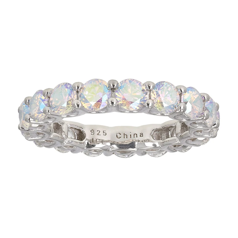 TKJ 925 Anelli in argento sterling Borealis Aurora CZ Diamante Eternity Promessa Anello di fidanzamento Gioielli da donna all'ingrosso Sposa