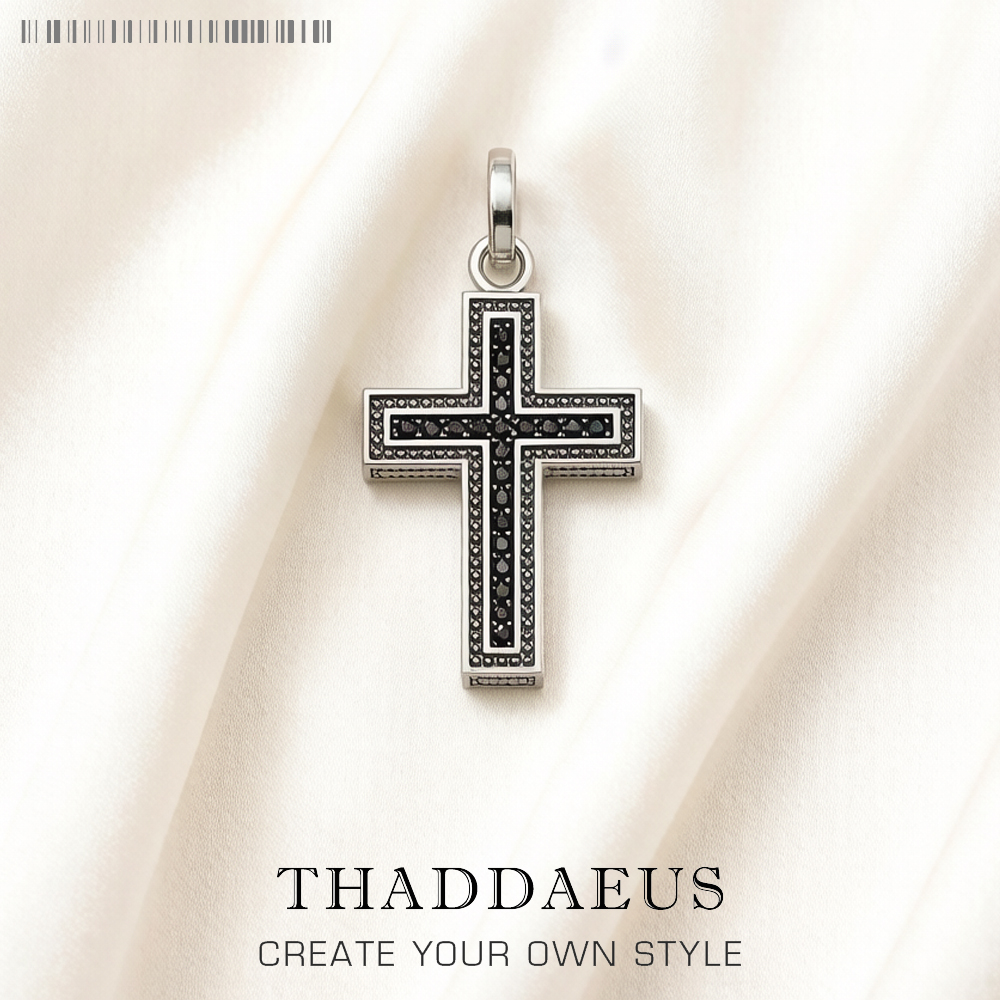 จี้ Black Cross ฤดูร้อน Vintage Unisex เครื่องประดับยุโรป Accessorie 925เงินสเตอร์ลิงสำหรับผู้หญิงผู้ชาย