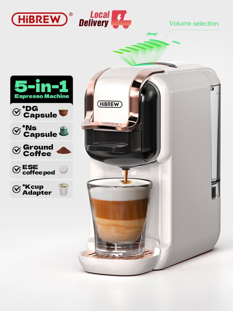 HiBREW 5 en 1 máquina de café de cápsulas múltiples caliente/frío DG capuchino Nes cápsula pequeña ESE cápsula café molido cafetería 20Bar H2B