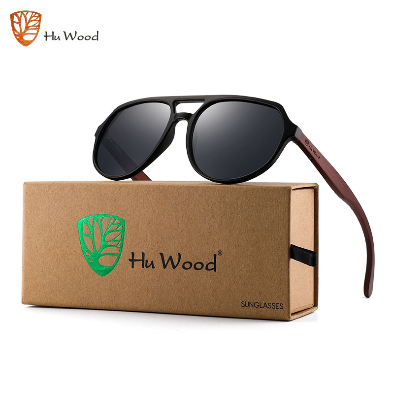 HU Gafas de sol polarizadas de madera para hombre, gafas Vintage de marca de lujo, nuevo diseño, gafas de sol de piloto de madera, gafas de conducción estilo GR8049