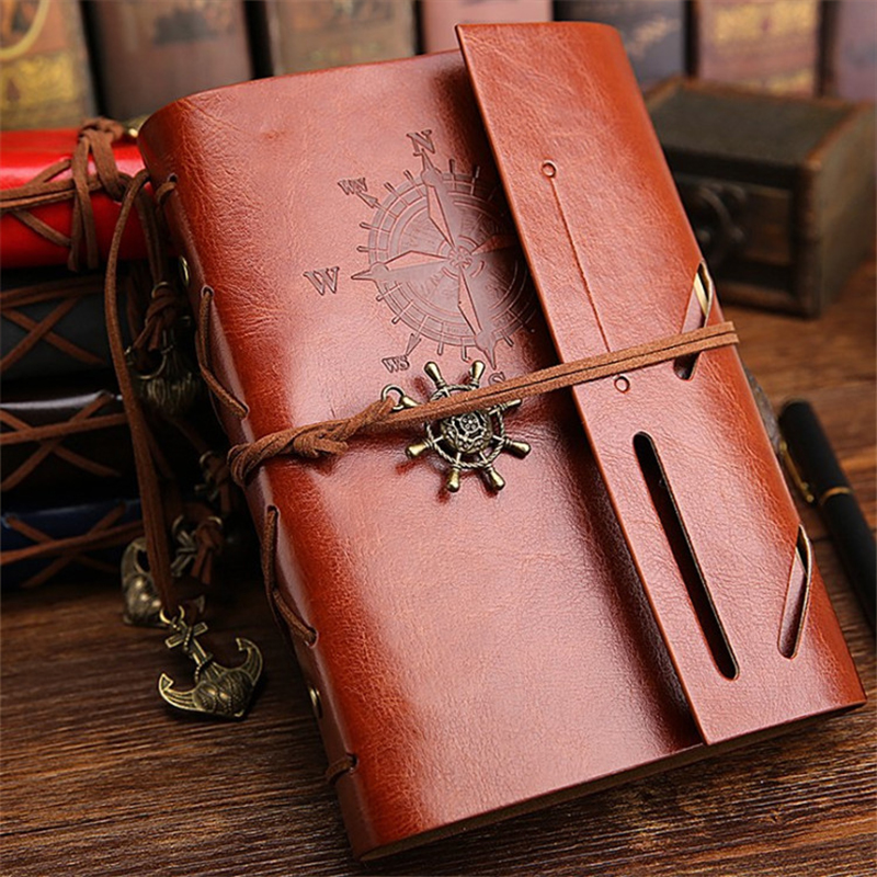 โน้ตบุ๊ค Retro Traveler Diary หนังนุ่มขนาดเล็กขนาด 13x9 ซม.กระดาษคราฟท์เปลี่ยนได้ภายในโน้ตบุ๊ค & Notepads