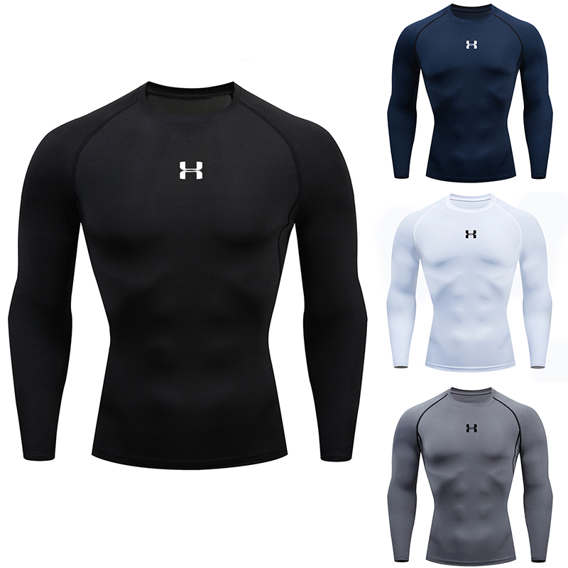 Men's Compression Long Sleeve Shirt Quick Dry Muscle Fit Athletic Top for Workout Training Bodybuilding Running Fitness Sports