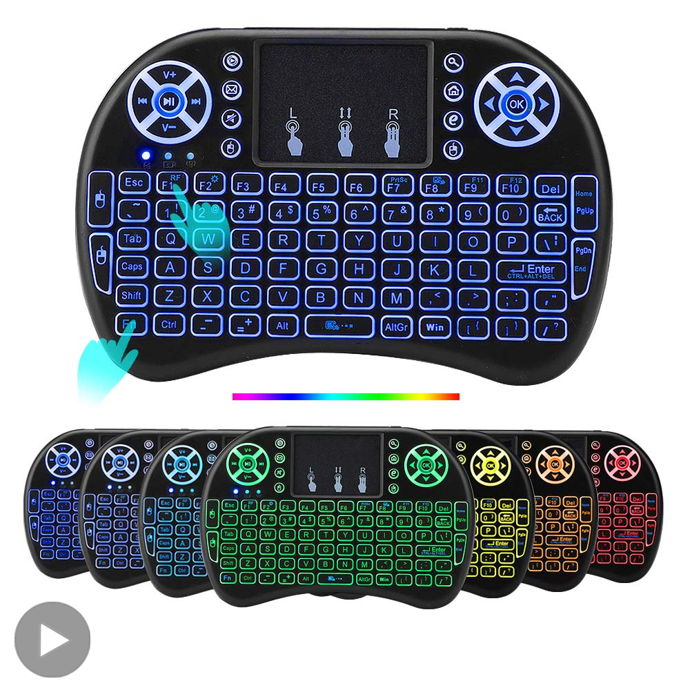 Air Mouse rétro-éclairé Mini clavier sans fil Azerty langue française avec pavé tactile PC TV Box RGB Gamer Air Kit clavier clavier clavier
