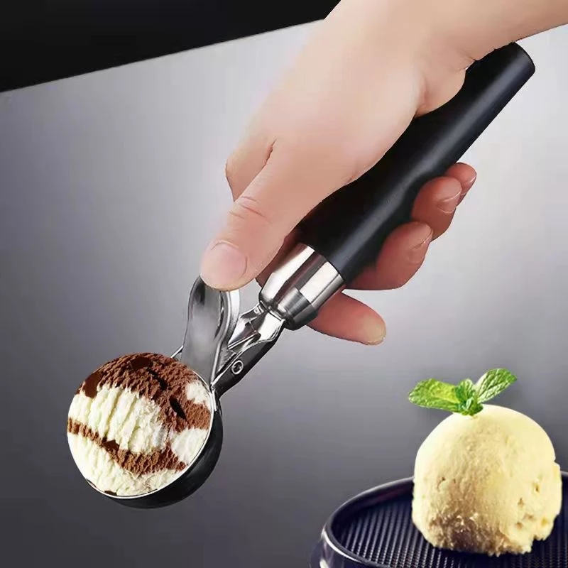 Premium Ice Cream Scoop Stainless Steel Trigger Spoon Frozen Yogurt Gelatos Sundaes Scoop Kitchen Accessories Ice Cream Spoon