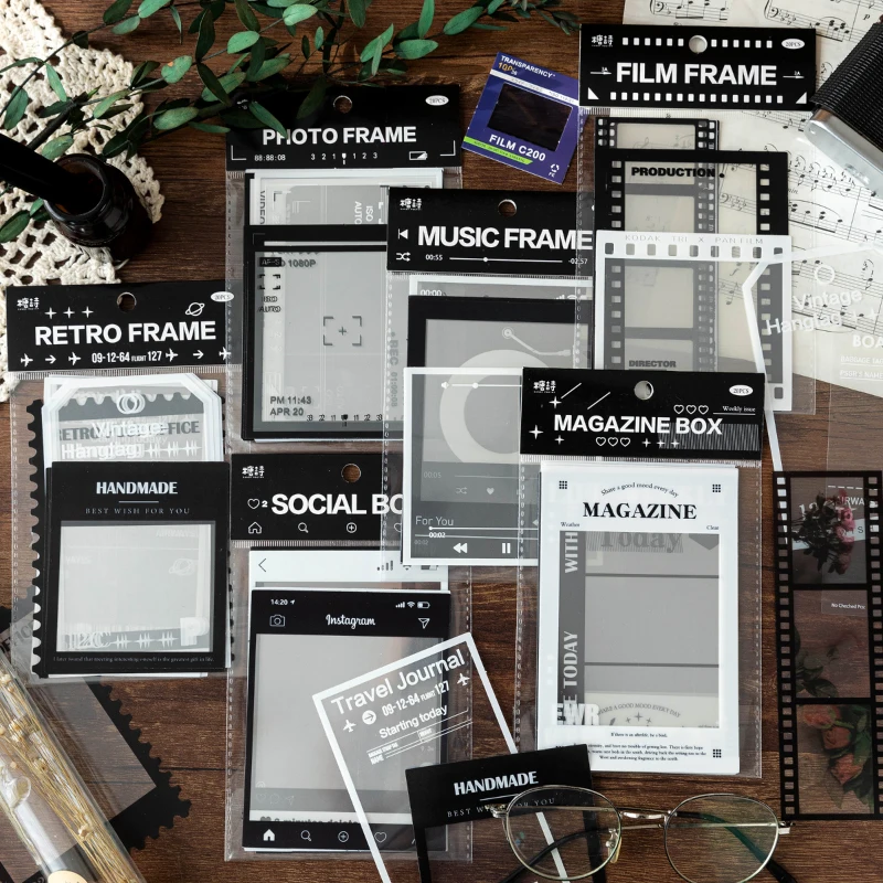 15 ชิ้น INS กรอบรูปโปร่งใส DIY สติกเกอร์ตกแต่งสําหรับมือทําไดอารี่อัลบั้ม Scrapbooking วัสดุขยะ Journal Supplies