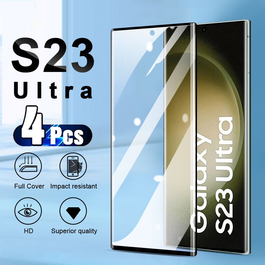 4ชิ้น!กระจกนิรภัยสำหรับ Samsung Galaxy S23ฟิล์มป้องกันหน้าจอโทรศัพท์ S22พิเศษสำหรับ Samsung Galaxy S21อัลตร้า S20พลัส