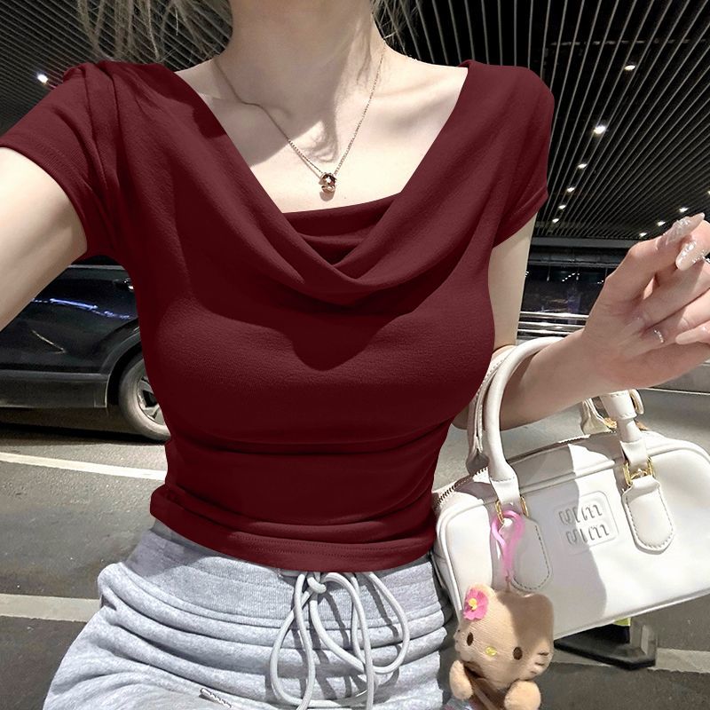 Zomerse effen kleur strandmode veelzijdig dames T-shirt met korte mouwen, casual, lichtgewicht, ademend, sexy damestop