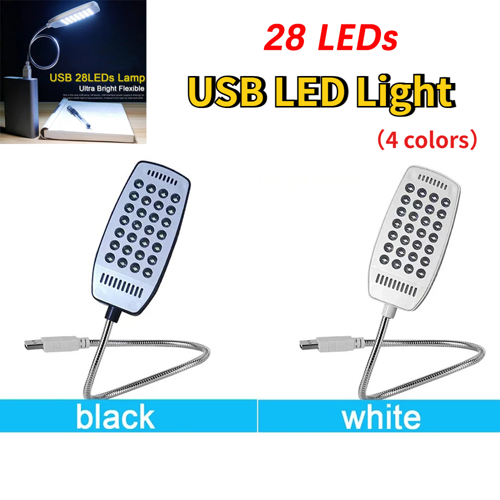 Usb led luz 28leds flexível proteção para os olhos lâmpada de leitura, para notebook computador portátil 4 cores móveis essenciais