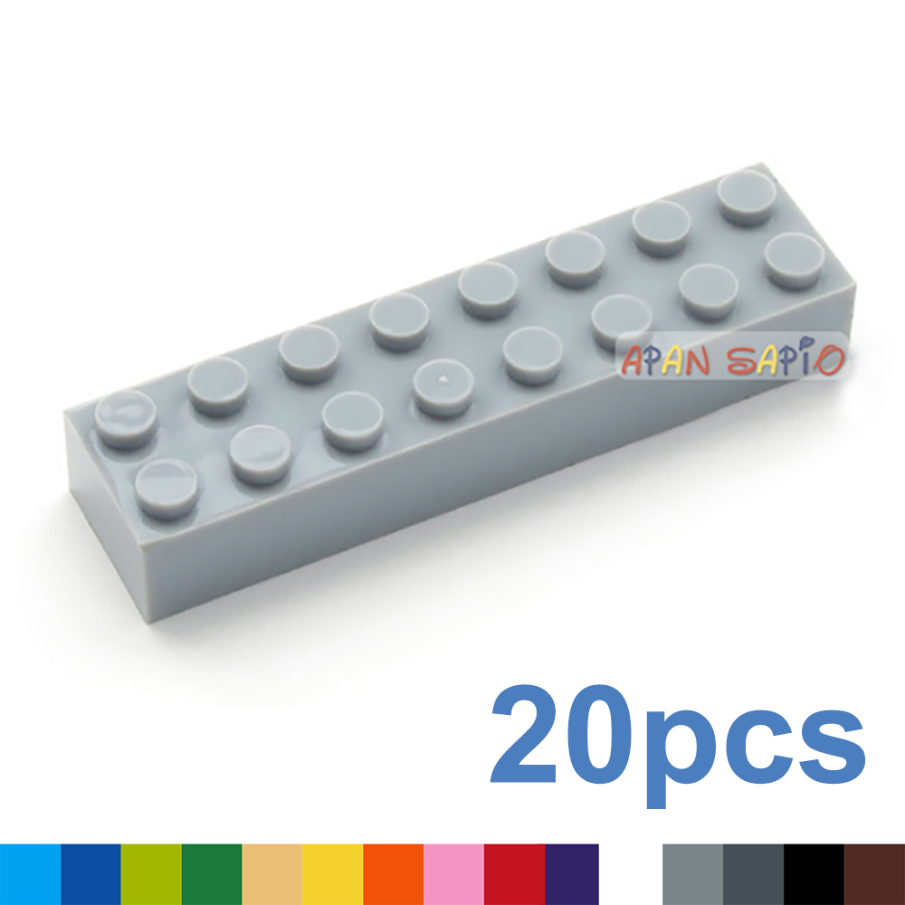 20 piezas DIY bloques de construcción gruesos 2x8 puntos juguetes educativos creativos para niños figuras ladrillos de plástico tamaño Compatible con 3007