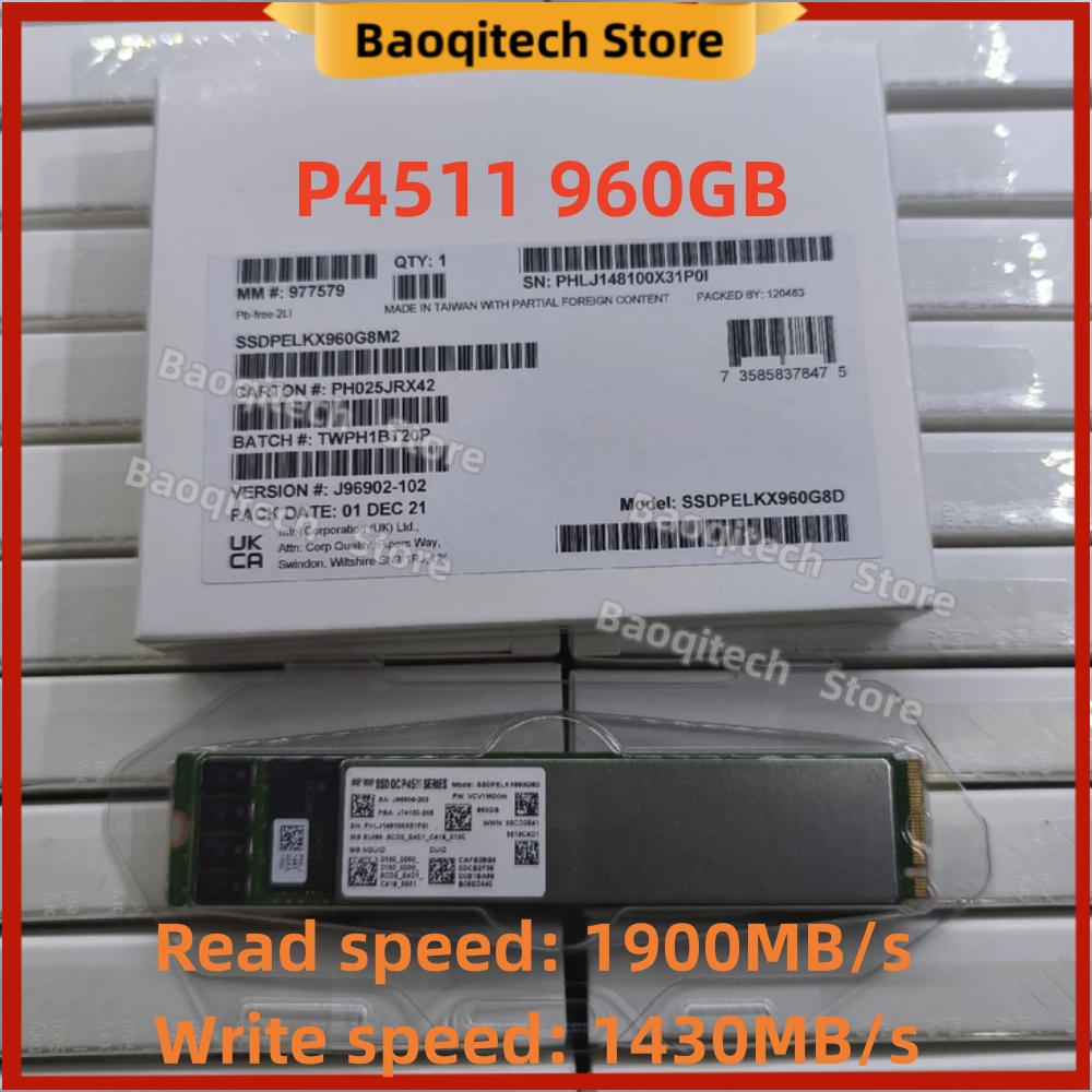 Original P4511 960gb 1tb 2tb M.2 22110 Enterprise SSD PCLE3.0X4   interface NVME protocol  2T 1T Solid State Drive For  Intel
