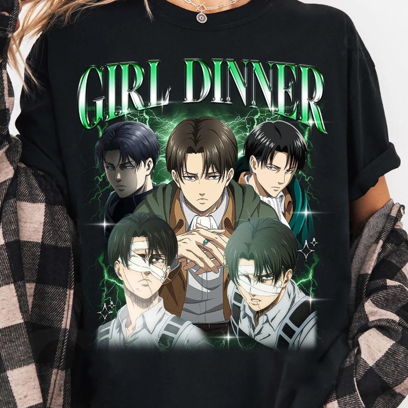 เสื้อ Levi Ackerman, เสื้อยืด Attack on Titan สำหรับทุกเพศ, เสื้ออนิเมะและมังงะ, เสื้อผ้าฝ้ายแท้ลำลองสำหรับทุกฤดูกาล