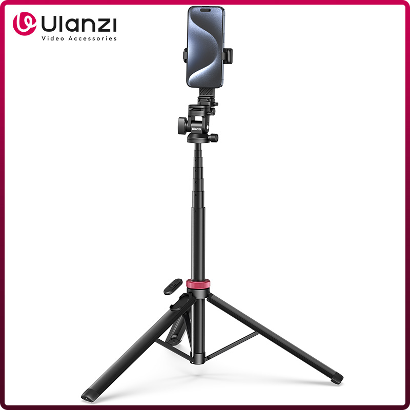 Ulanzi MT-78 1.85M, Tripod pelepasan cepat dengan Remote pemegang ponsel Cold Shoe Mount 1/4 ''untuk ponsel kamera Video cahaya Flash Mic