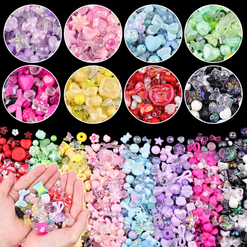 ลูกปัดอะคริลิคสีลูกกวาดแบบผสม 20/40 กรัม สำหรับทำสร้อยข้อมือ DIY ทำเครื่องประดับทำมือ สายคล้องโทรศัพท์