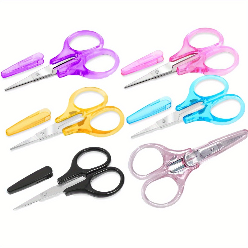 Tijeras pequeñas de acero inoxidable con funda protectora, uso manual de oficina, ideales para corte de papel artesanal y uso doméstico