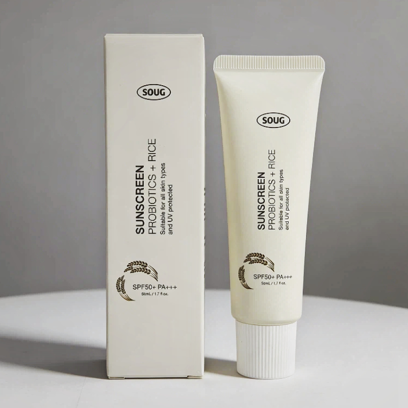 Koreański krem z filtrem SPF50+ z probiotykami z ryżu, odświeżający, nawilżający i nieożydający, wysokowydajna ochrona przed promieniowaniem UV, koreańska pielęgnacja skóry.