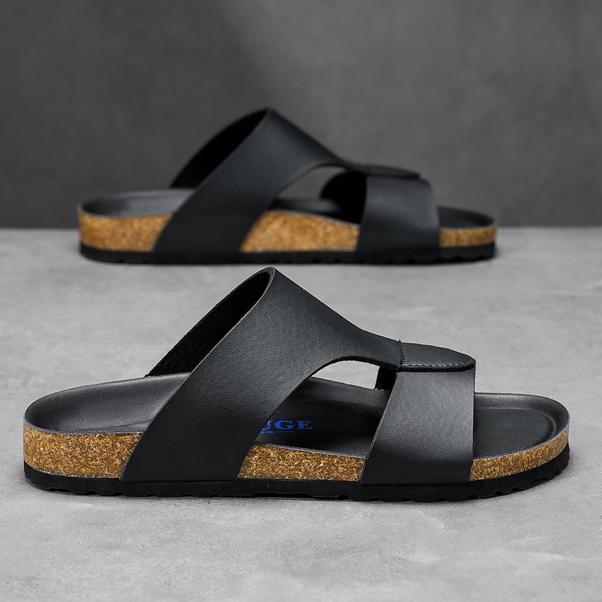 Klapki korkowe unisex, letnie japonki, sandały ze skóry mikrofibry, duże rozmiary 48 49