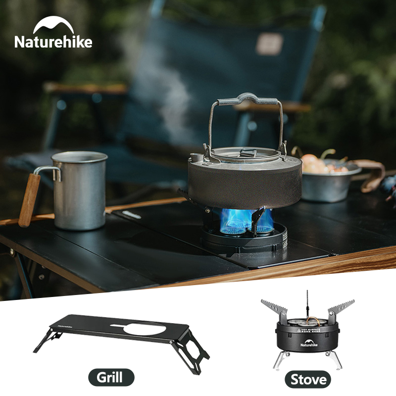 Fornello a Gas Portatile Naturehike IGT per Campeggio e Outdoor, Griglia da Tavolo Ultraleggera IGT, Attrezzatura da Cucina BBQ, Bruciatore a Gas a Tre Fuochi