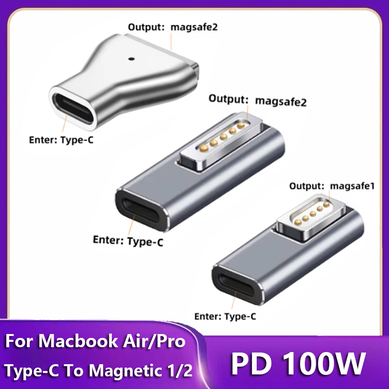 Magnetyczny adapter PD USB typu C do Magsafe 1 2 MacBook Air Pro Wskaźnik LED 100 W Szybkie ładowanie Magnetyczny adapter wtyczki