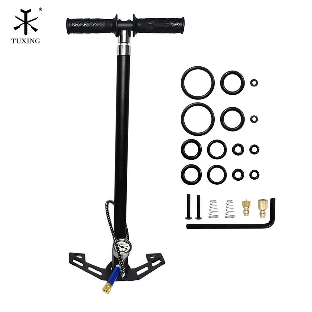 TUXING 4500psi Pompa PCP ad alta pressione a 4 stadi Pompa ad aria manuale da 300 bar per serbatoio HPA Ricarica aria per bicicletta per auto da caccia